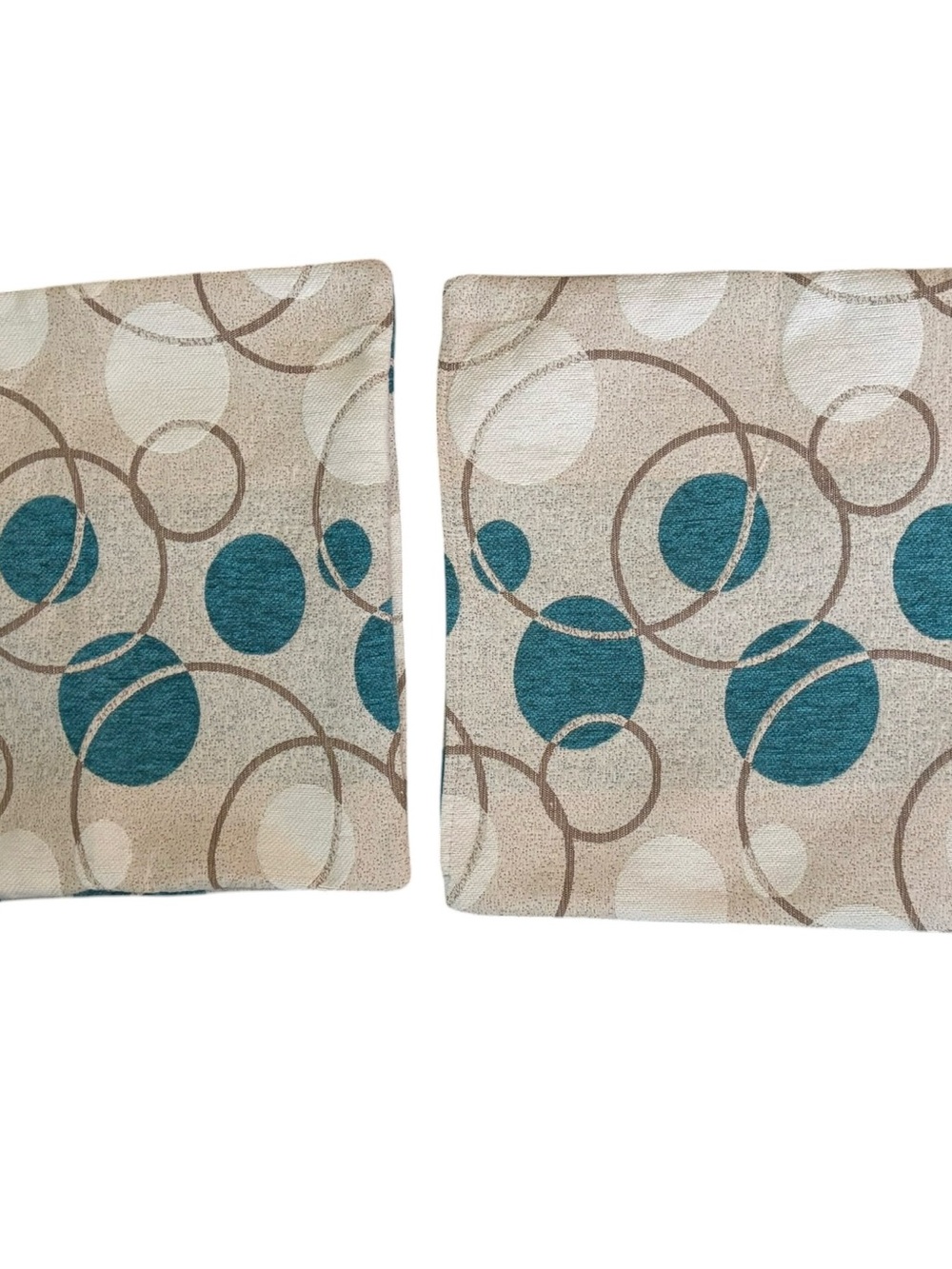 American Linens 18" Chenille Cushion Cover Style # 8479 Tan Blue White 17X17